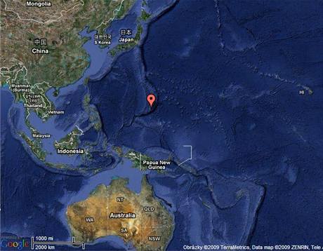 Mapa ostrova Guam v Tichm ocenu