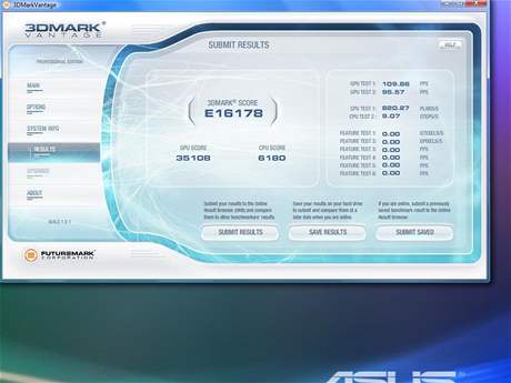 Asus W90 - 3D Mark VantageEntry score 16178