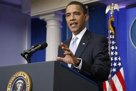Barack Obama bhem tiskové konference v Bílém dom (23. ervna 2009)