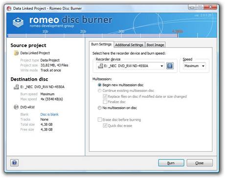 Romeo Disc Burner