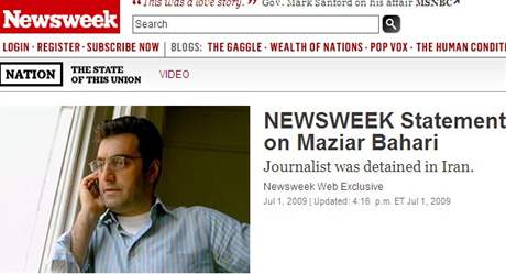 Týdeník Newsweek uveejnil na svém webu prohláení k údajnému piznání reportéra Bahariho (2. ervence 2009)