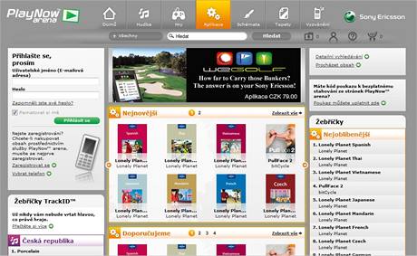 Obchod s aplikacemi pro telefony Sony Ericsson v rmci PlayNow arena