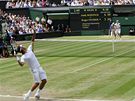 Roger Federer (ble) a Andy Roddick ve finle Wimbledonu