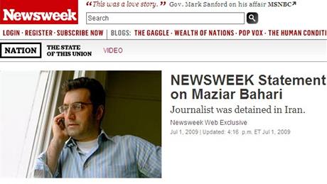 Týdeník Newsweek uveejnil na svém webu prohláení k údajnému piznání reportéra Bahariho (2. ervence 2009)