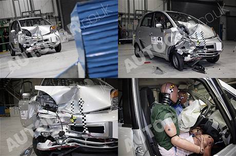 Crash test lidového vozu Tata Nano