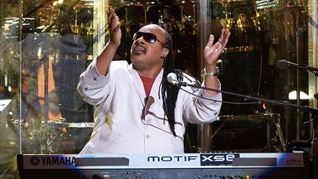 Jednou z nejvtích hvzd charitativního koncertu byl Stevie Wonder. (2009)