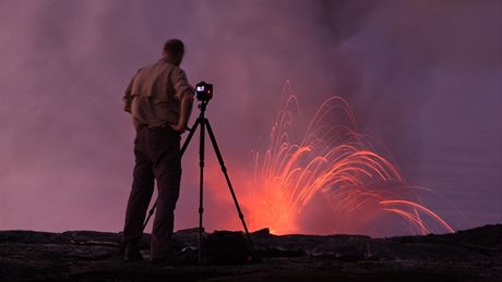 Patrick Koster na Havaji fotí sopku Kilauea