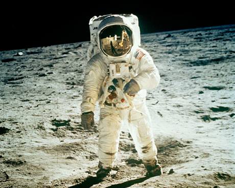 Astronaut Buzz Aldrin 20. ervence 1969 na povrchu Msce