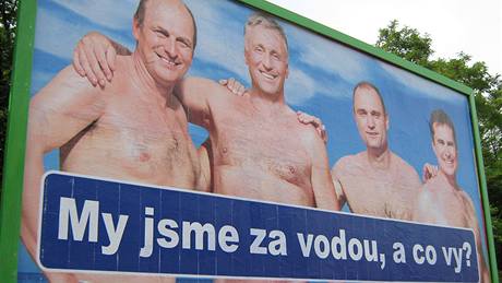 Ukradená fotka Davida Krause, kterou nkdo zneuil na billboardech v Praze (22. ervence 2009)