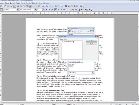 Tipy a triky OpenOffice.org Writer