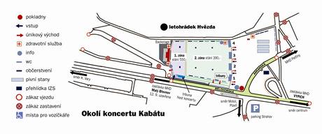 Mapa arelu pro koncert skupiny Kabt na Vypichu