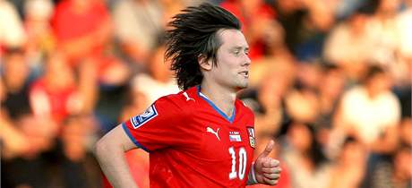 Tomá Rosický pi kvalifikaním zápasu se San Marinem. (9. záí 2009)