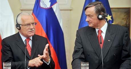 Prezident Václav Klaus se svým slovinským protjkem Danilo Turkem. (15. záí 2009)