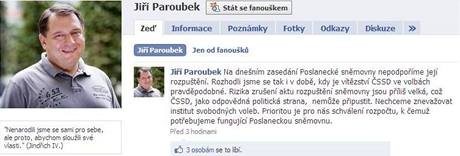 Profil Jiho Paroubka na Facebook.com