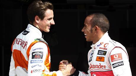 Velká cena Itálie: dva nejrychlejí jezdci kvalifikace; Lewis Hamilton (vpravo) a Adrian Sutil