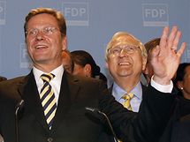 Pedseda FDP Guido Westerwelle po zveejnn prvnch odhad vsledk nmeckch parlamentnch voleb. (27. z 2009)