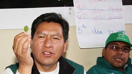 Bolivijský politik René Joaquino drí hladovku na protest proti Moralesovi (22. záí 2009)