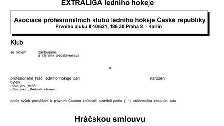 Takhle vypadá zaátek hráské smlouvy v hokejové extralize