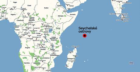 Mapa Seychelskch ostrov.