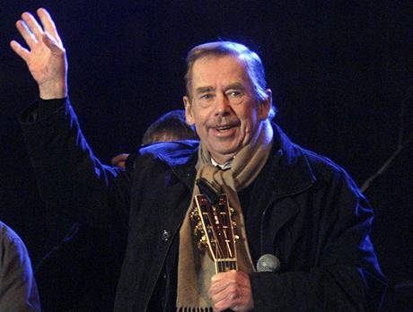 Václav Havel na jedné z praských akcí pipomínajících 17. listopad 1989