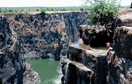 Nejlep vana v Africe, vysoko nad bouc Zambezi.