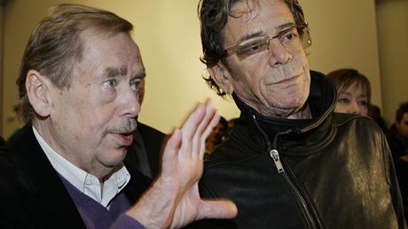 Vclav Havel a Lou Reed na Cench Jindicha Chalupeckho v Praze (12. listopadu 2009)