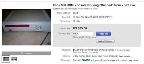 Banned Xbox 360 na eBay