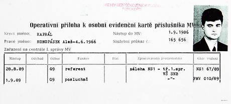 Evidenn karta StB nynjho kancle steck hejtmanky Alee Konopska