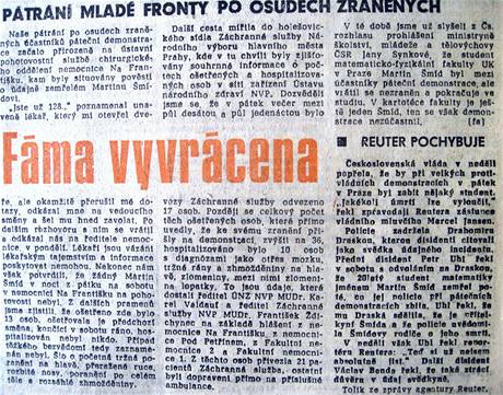 Fma vyvrcena, Mlad fronta 20. listopadu 1989