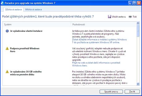 Poradce pro upgrade na systm Windows 7