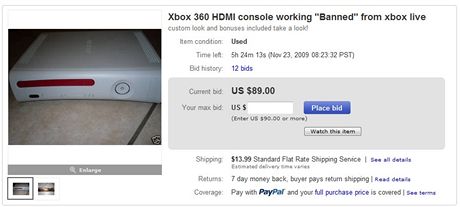 Banned Xbox 360 na eBay