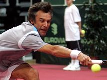 Mats Wilander pi tenisov exhibici v Praze