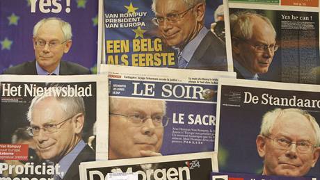 Zvolení belgického premiéra Hermana Van Rompuye prezidentem EU zcela ovládlo tamní tisk. (20. listopadu 2009)