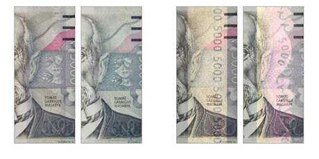 Bankovka 5 000 korun - iridiscentn prouek, vzor 2009