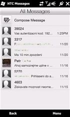 HTC HD2 - SMS, emaily a telefonovn
