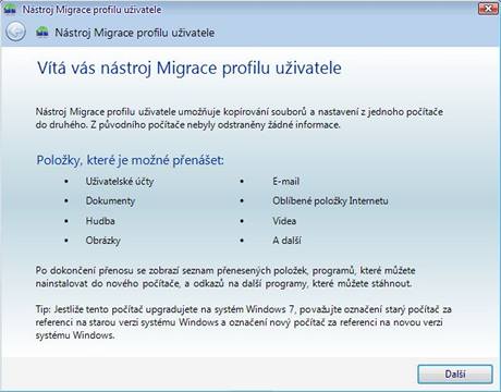 Migrace profilu uivatele