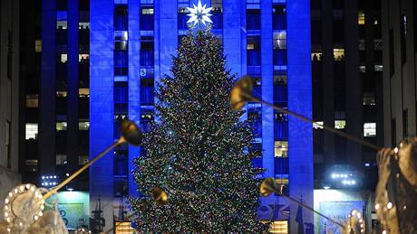 V New Yorku se ped Rockefellerovým centrem rozzáil vánoní strom (3. 11. 2009) 