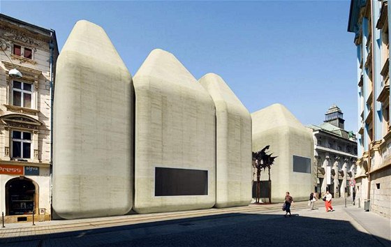 Architektonický návrh kulturního centra Stedoevropské fórum v centru Olomouce.