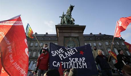 Manifestace za pijet nov emisn dohody v dnsk Kodani.