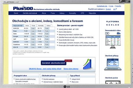 Ilnternerové stránky Plus500.cz
