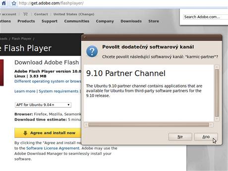 Flash nepat do zkladn vbavy Ubuntu, jde o proprietln produkt