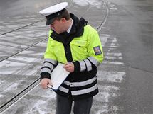 Msto stetu tramvaje s chodcem na Jugoslvsk ulici v Brn