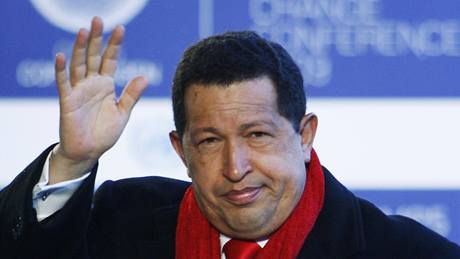 Venezuelský prezident Hugo Chávez  na závreném jednání v Kodani (18.12.2009)