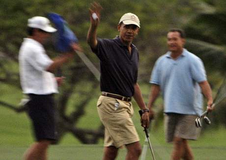 Barack Obama na golfu na Havaji.