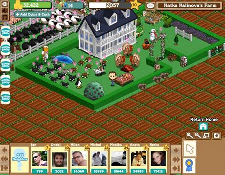 Hra Farmville na sociální síti Facebook