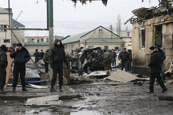 Místo lednového útoku v Machakale, který provedli islámtí povstalci v Dagestánu