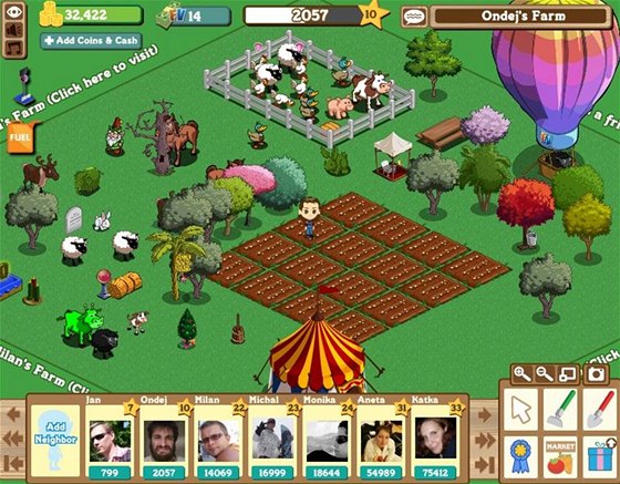 Hra Farmville na sociální síti Facebook