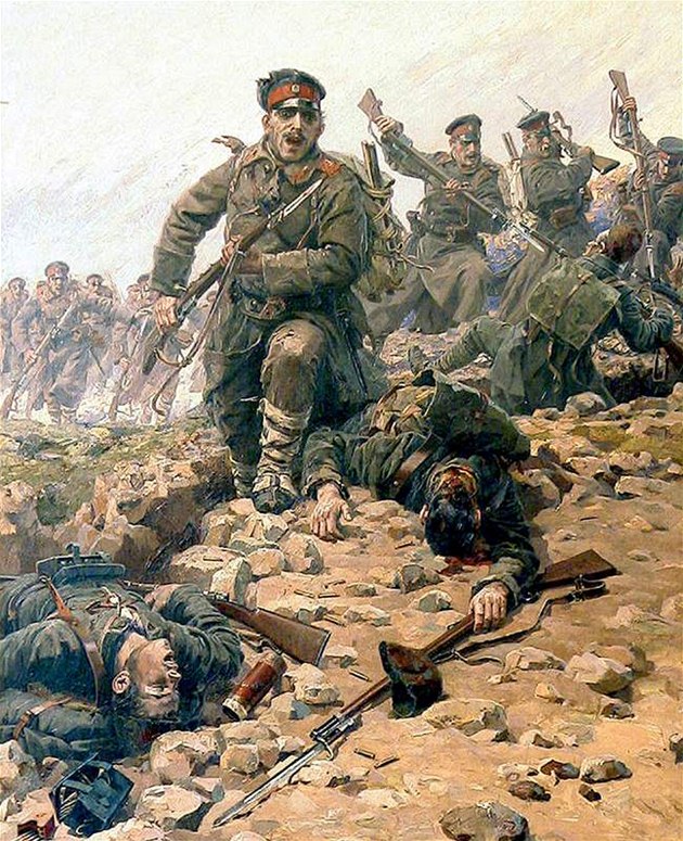 Slavný obraz Jaroslava Vína, na kterém Bulhai dobývají turecké pozice.