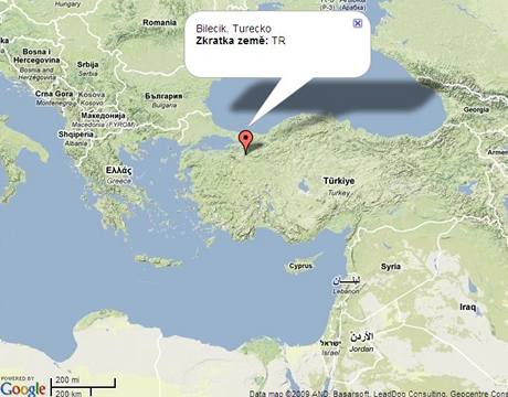 Mapa Bilecik, Turecko