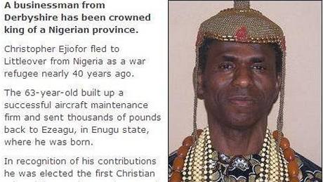 O korunovaci Christophera Ejiofora psala britská média, mezi nimi i na svém webu BBC